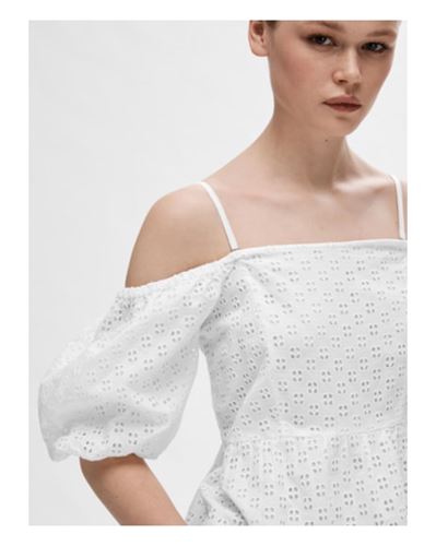 Toppar - Slfanelli on off shoulder top – Bright white